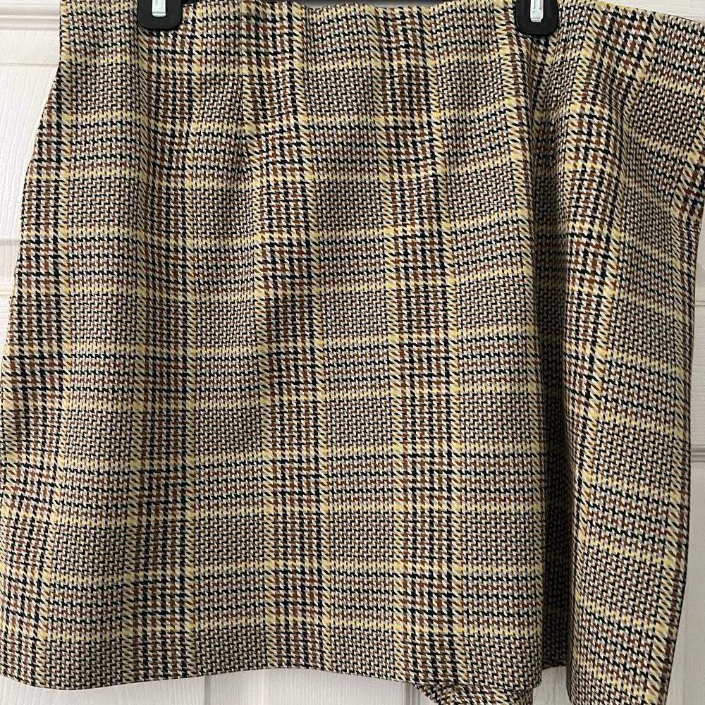 CAbi Cream and Brown A-line Mini Skirt for Work
